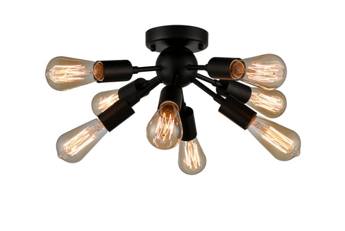 Modern Black Sputnik Ceiling Light 8-light Flush Mount Fixture