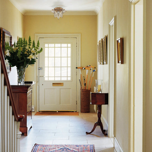 Brass Moravian Star Ceiling Light, 18-in, Transparent Glass