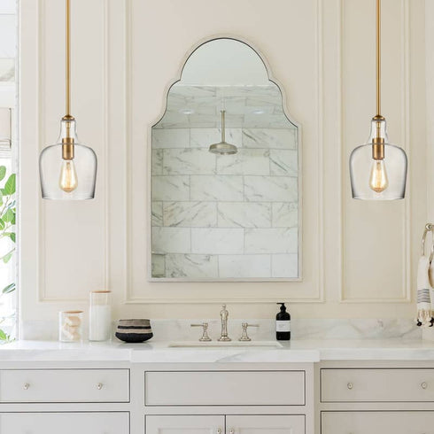 Modern Brass Glass Pendant Light for Kitchen Rod-Hung