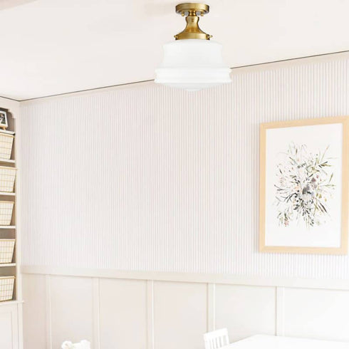 Modern Gold Semi Flush Mount Ceiling Light Schoolhouse Fixture