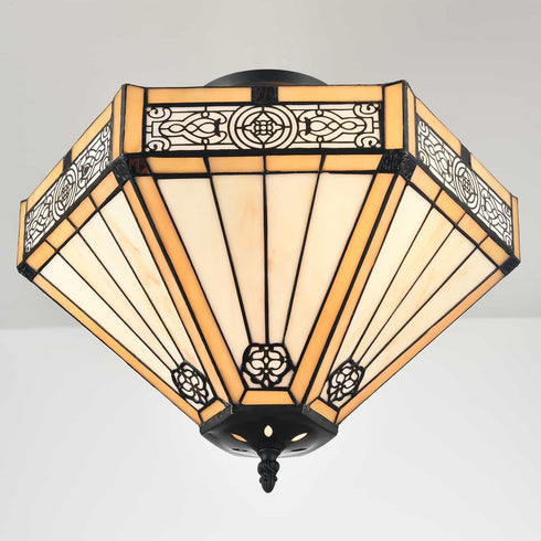 Tiffany Style Ceiling Light Stained Glass Semi Flush Mount Light