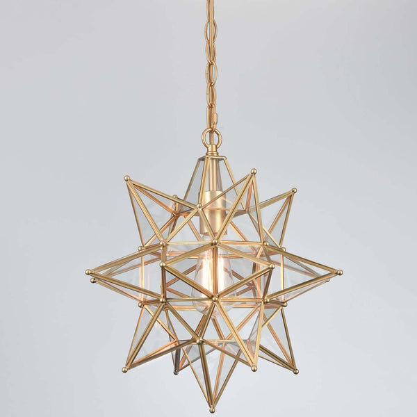 Modern Moravian Star Pendant Light Boho Gold Hanging Light 16 Inch