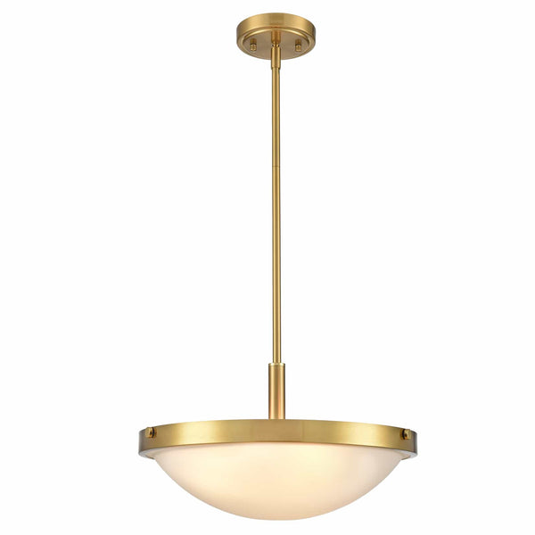 Mid Century Gold Pendant Light with Frosted Glass Shade