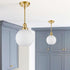 Milk Glass Globe Gold Pendant Light for Kitchen Rod-Hung