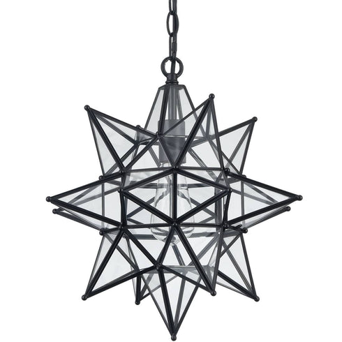 16 Inch Modern Star Pendant Light Boho Black Hanging Pendant Light