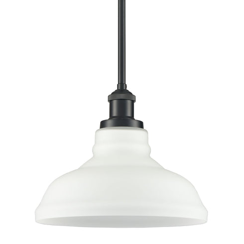 Black Pendant Lighting for Kitchen Island with Opal Glass Shade