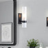 Black Vanity Light Bathroom Sconces Frosted Cylinder Glass