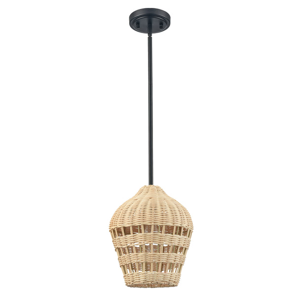 Black Rattan Pendant Light Boho Hanging Light for Bedroom Living room