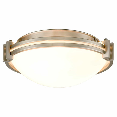 Brushed Nickel Flush Mount Light 2-Light Milk Glass Ceiling Light