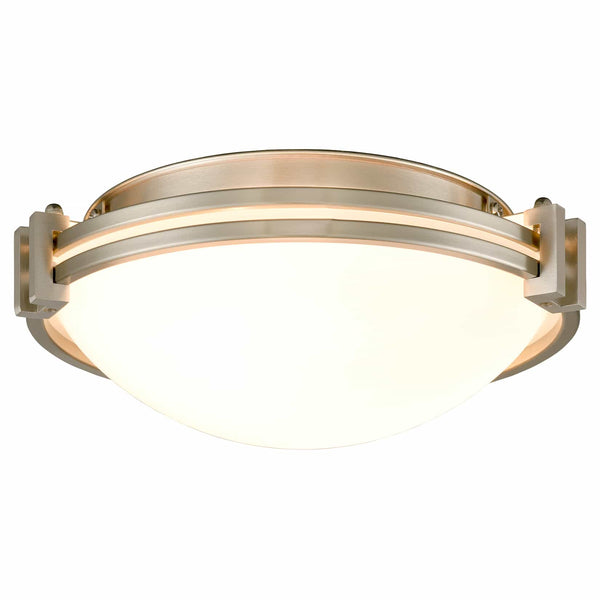 Brushed Nickel Flush Mount Light 2-Light Milk Glass Ceiling Light