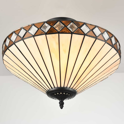 3-Light Tiffany Semi Flush Mount Ceiling Light