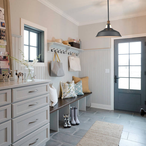 Industrial Black Barn Pendant Light Rod Adjustable Kitchen Lighting