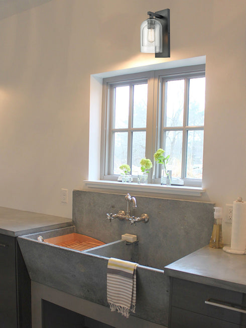 Modern Farmhouse Wall Sconces Glass with Two Glass Bell Shades