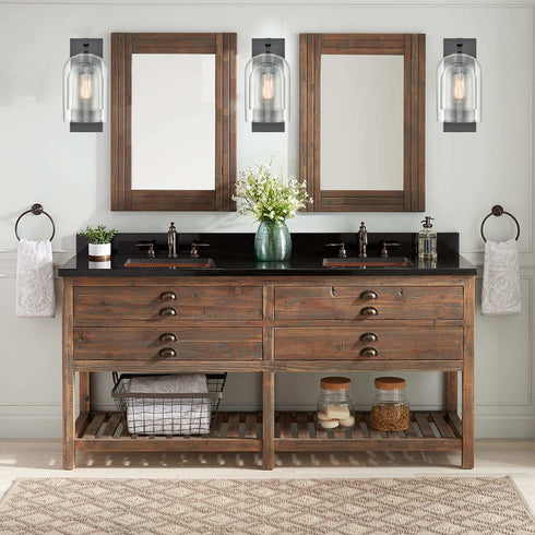 Modern Farmhouse Wall Sconces Glass with Two Glass Bell Shades