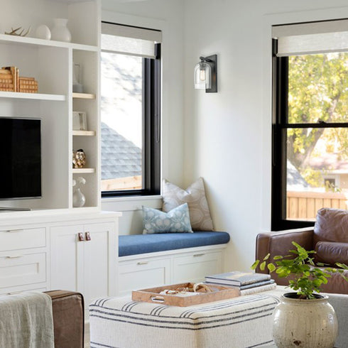 Modern Farmhouse Wall Sconces Glass with Two Glass Bell Shades