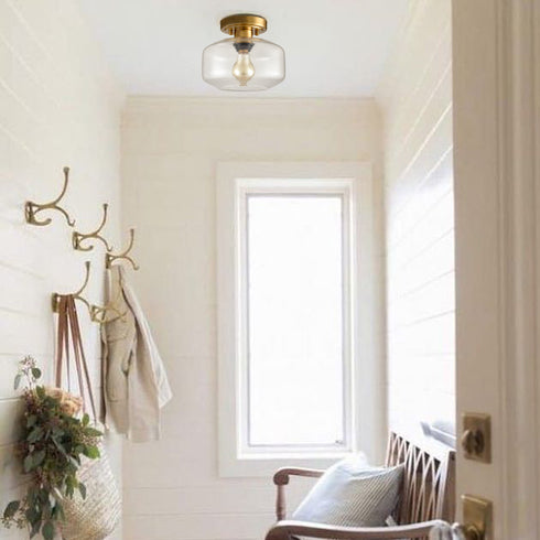 Modern Semi Flush Ceiling Lights Open Glass Drum Shade