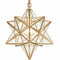 Brass Moravian Star Pendant Lights Clear Glass Shade, 15-Inch