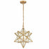 Brass Moravian Star Pendant Lights Clear Glass Shade, 15-Inch