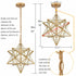 Brass Moravian Star Pendant Lights Clear Glass Shade, 15-Inch