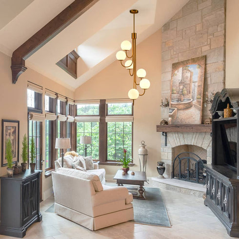 Modern Gold Chandelier Spiral Glass Globe Chandelier