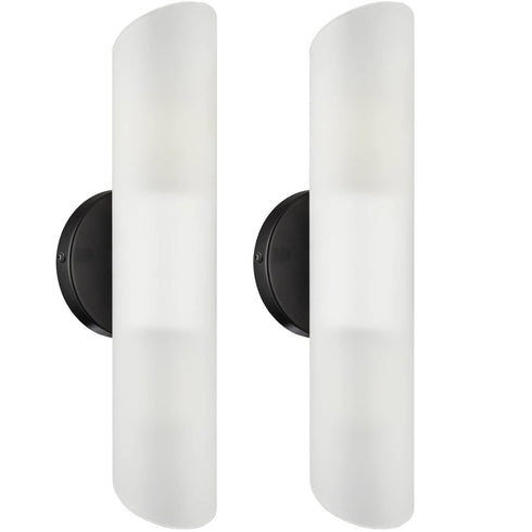 Modern Bathroom Sconce Cylinder Fixture Set of Two, Black