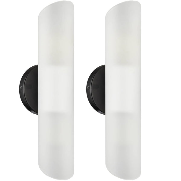 Modern Bathroom Sconce Cylinder Fixture Set of Two, Black