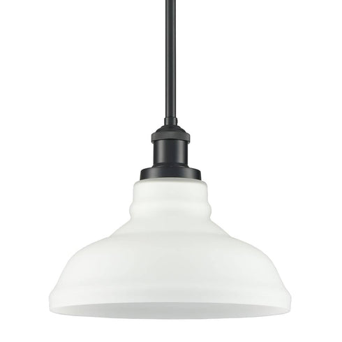 Black Pendant Lighting for Kitchen Island with Opal Glass Shade