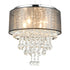 Modern Drum Black Sheer 4-Light Island Chrome Chandelier Crystal