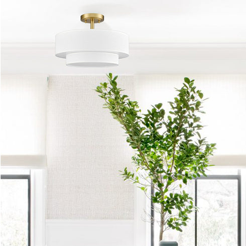 Modern LED Living Room Ceiling Lights Drum Shade, Color-Selectable