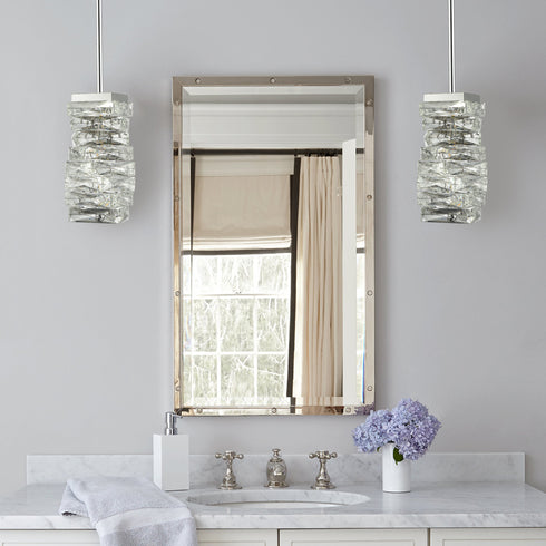 Modern Crystal Pendant Light Chrome Rod-Hung, LED 7W, 4000K