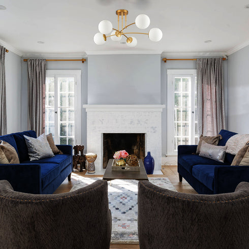 Modern Gold Ceiling Light 6-Light Globe Chandelier