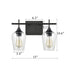 2-Light Bathroom Vanity Lighting Clear Glass Wall Sconces Matte Black