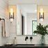Modern Black Wall Sconce Cylinder Glass for Bathroom