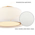 Gold Led Flush Mount Ceiling Light Drum White Fabric Shade 3000k-5500k,24W,1600LM