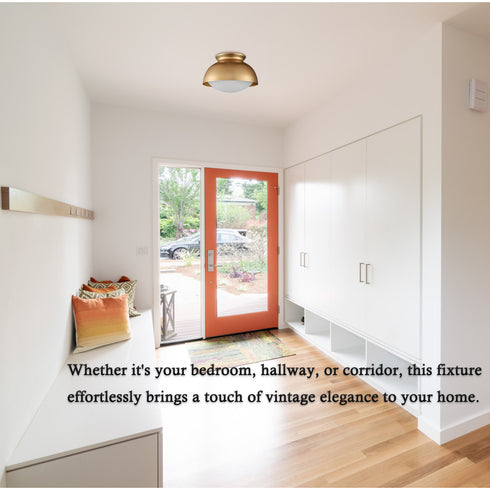 Gold Ceiling Light Flush Mount Fixture Milky White Glass