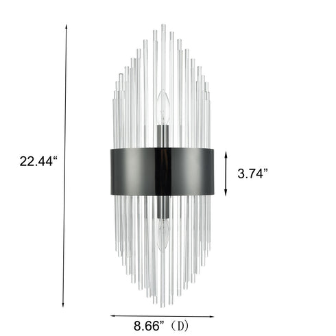 Mid-Century Elegant Glass Rod Wall Sconces Lighting Set of 2