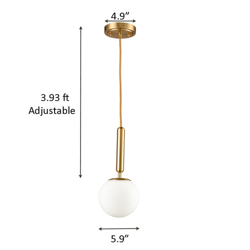 Bari Modern Brass Globe Pendant Light 1-Light