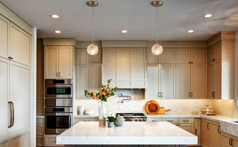 Modern Gold Round Crystal Pendant Light Glass Globe Pendant Lights Kitchen Island