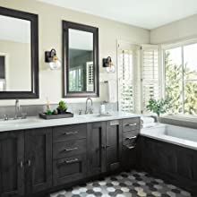 Set of 2 Modern Black Metal Wall Sconce with Globe Clear Glass Shade for Bathroom