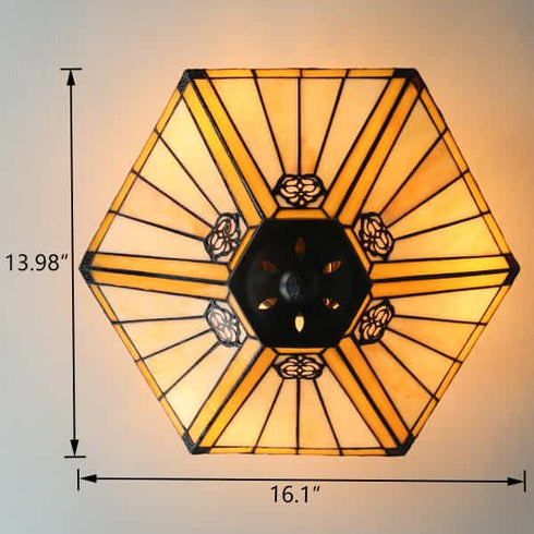 Tiffany Style Ceiling Light Stained Glass Semi Flush Mount Light