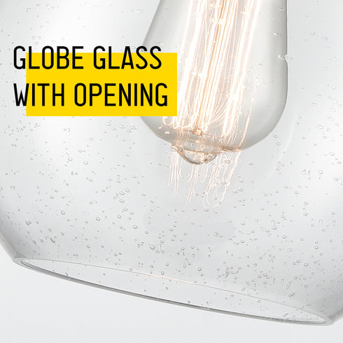 Modern Seeded Glass Globe Pendant Light Kitchen Island, Black