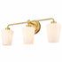 Modern Gold Bathroom Light Fixture 3-Light Milk Glass Vanity Light