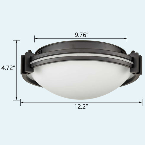 Black Flush Mount Light Milk Glass Ceiling Light Fixture