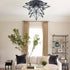 Moravian Star Flush Mount Ceiling Light, 18-In, Black, Transparent