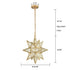 Moravian Star Pendant Chandelier Seeded Glass Gold Light 19 Inches
