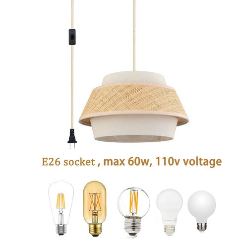 Drum Plug in Hanging Light Fixture Boho Pendant Light