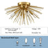Mid-Century Sputnik Flush Mount Ceiling Light 5-Light Brass Ceiling Light Fixture