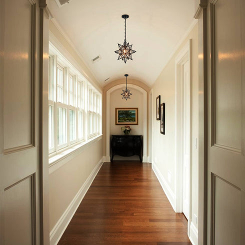 16 Inch Modern Star Pendant Light Boho Black Hanging Pendant Light