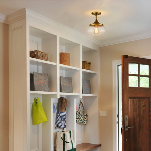 Modern Brass Semi Flush Mount Ceiling Light Fixture