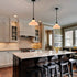 Black Pendant Lighting for Kitchen Island with Opal Glass Shade